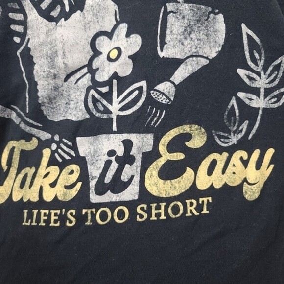 ODM Take It Easy Life's Too Short Gardening Skeleton Graphic Crewneck T Shirt S - Picture 5 of 8